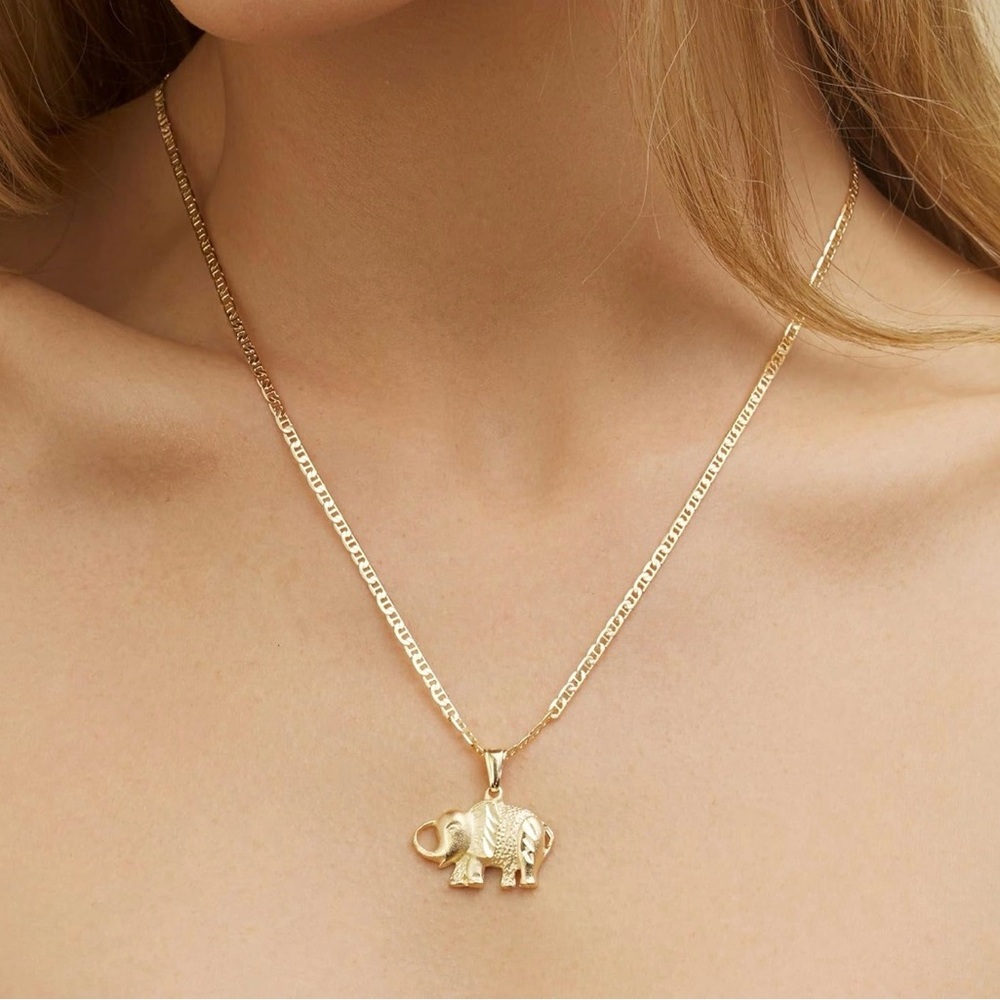Barzel 18K Gold Plated Elephant Necklace with Flat Marina 20 in Chain MI Brazil